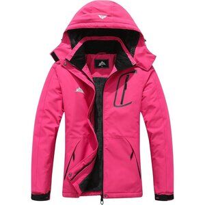 Women's Rose Red Waterproof Ski Jacket Warm Winter Coat Outdoor Snowboard Jacket